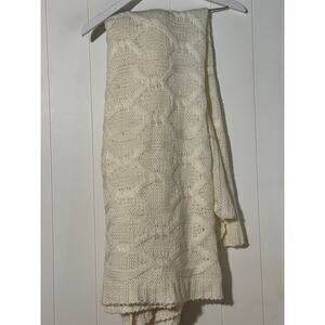 Cable Knit Throw Blanket Cream Ivory Off-White Cable Knit 60x60